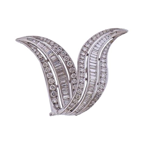 Vintage Fancy Diamond Platinum Naturalistic Pin Brooch For Sale At 1stdibs