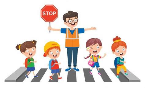 Free Vector Scenes Of Children And Road Safety Illustration Safety
