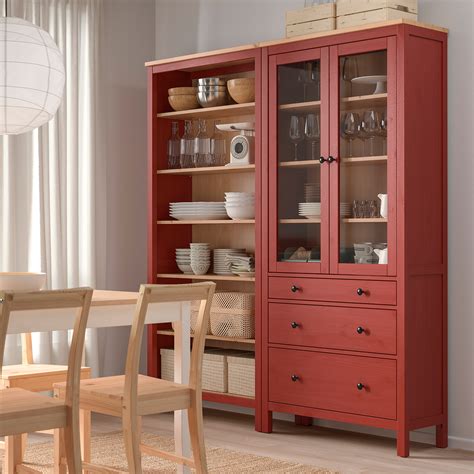 Hemnes Storage Combination W Doorsdrawers Red Stainedlight Brown