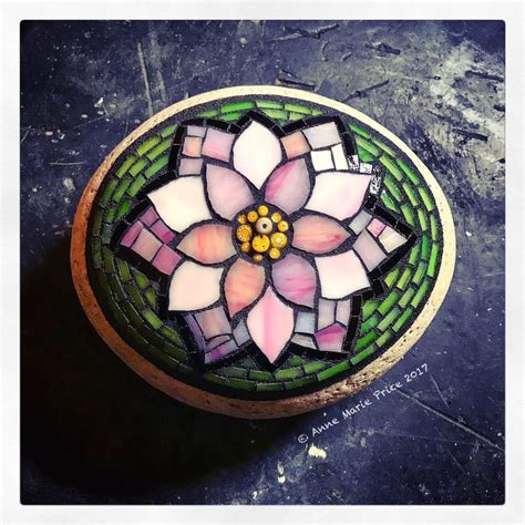 Lotus Flower Mosaic On Stone By Anne Marie Price Annemarieprice