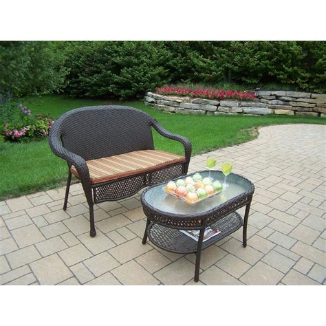 Harmonia living district patio round coffee table. Oakland Living Elite Resin Wicker 2-Piece Patio Loveseat ...