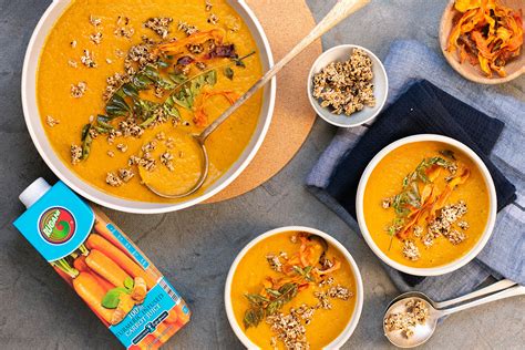 Curried Carrot And Coriander Soup With Crispy Carrots Rugani Juice
