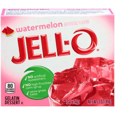 Jell O Watermelon Gelatin Dessert Mix 3 Oz Box