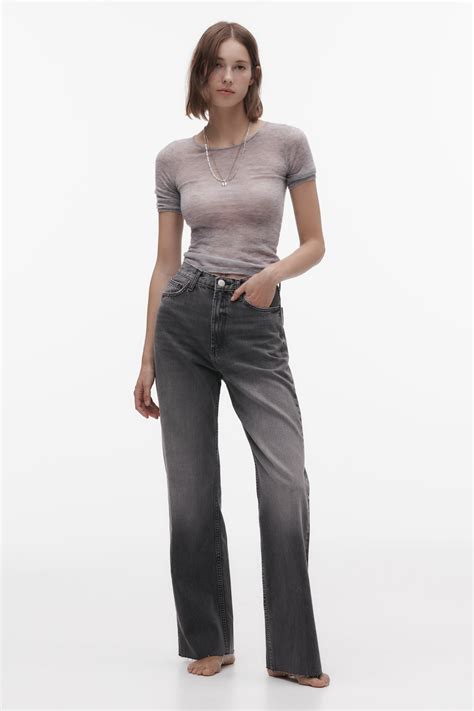 Wide Leg Trf Jeans Light Grey Zara Singapore