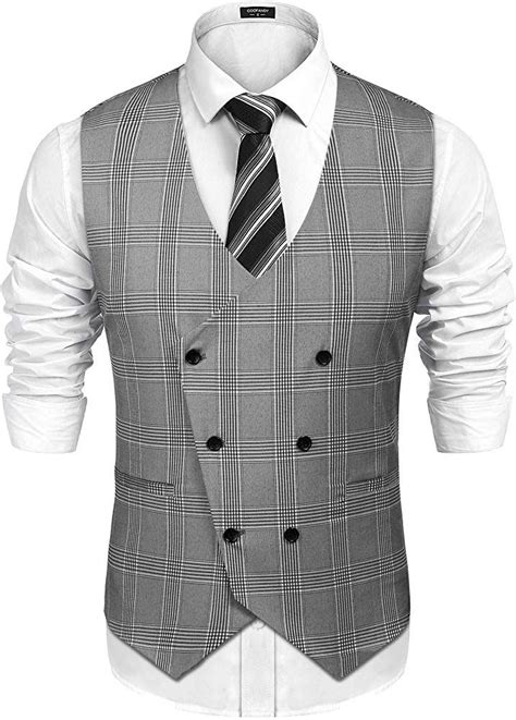 Coofandy Mens Double Breasted Suit Vest Slim Fit Business Formal