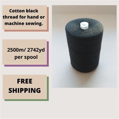 Black Thread 2500m2742yd Black Cotton Thread Quilting Etsy Black