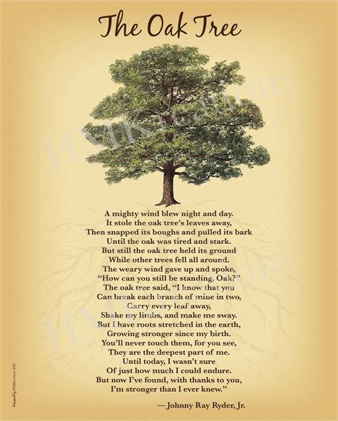 Oak Tree Poem Print Tree Of Life Inspirational Wall Art Etsy España