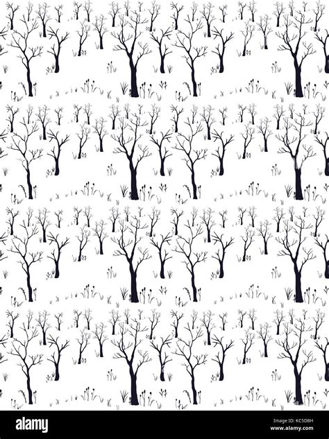Trees. Winter Christmas landscape background. Hand Drawn Design. Vector ...