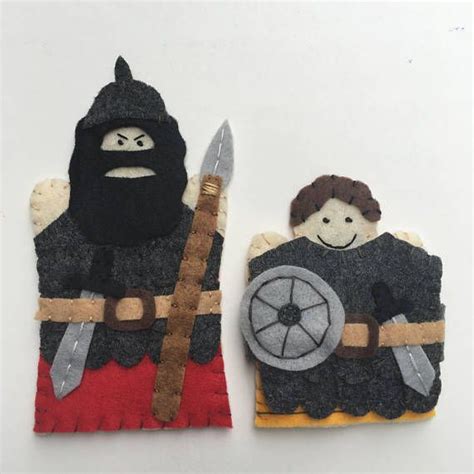 David And Goliath Childrens Felt Finger Puppet Pattern Etsy Felt