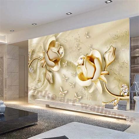 Home Decor 3d Photo Wallpaper For Living Room Water Resistant Floral