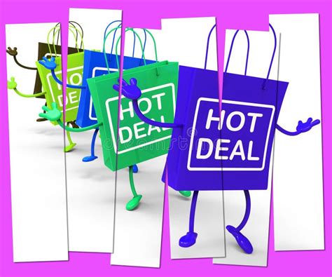Hot Deal Shopping Bag That Shows Sales Bargains And Deals Stock
