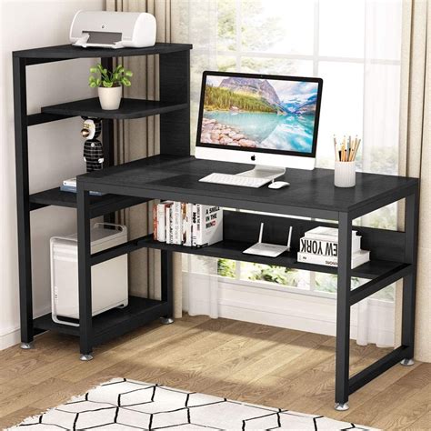Tribesigns Rustic Computer Desk With Tier Storage Shelves Inches