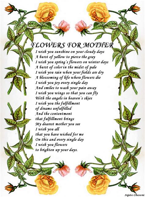 Mothers Day Printable Mothers Day Poems