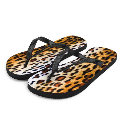Leopard Flip Flops Cheetah Print Thong Sandals Womens Flip Etsy