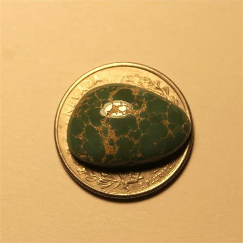 Green Turquoise Spiderweb Cabochon From Crescent Valley In Nevada