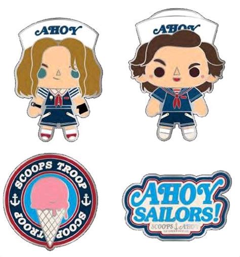 Loungefly Stranger Things Scoops Ahoy Enamel Pin 4 Pack Buttons