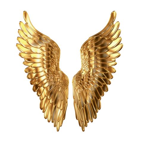 A Stunning 3d Golden Wings With Transparent Background Free Png File