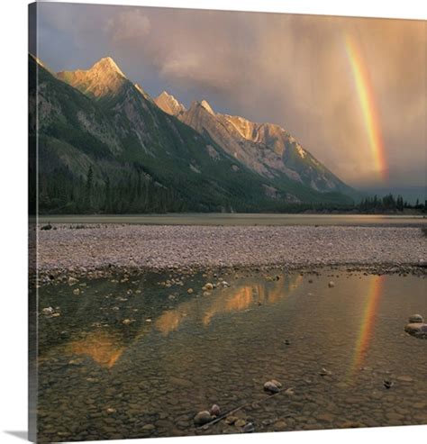 Rainbow Over Athabasca River Colin Range Jasper National Park