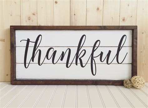 With rounded or square corners, we can make your engraved wall sign custom fitted to your needs. Thankful Wood Sign - Framed - Rustic - Home Decor - Wall ...