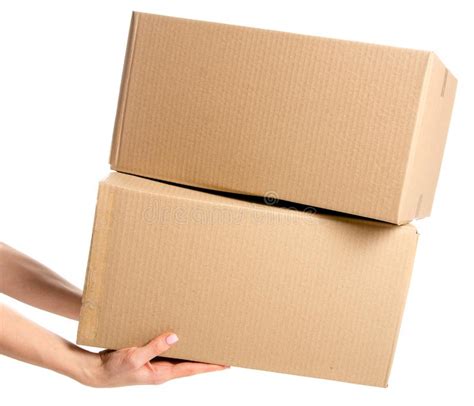 Boxes Delivery In Hand Stock Photo Image Of Cardboard 135868612