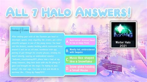 All 7 Halo Answers To Win Winter Halo 2021 Royale High Halo Youtube