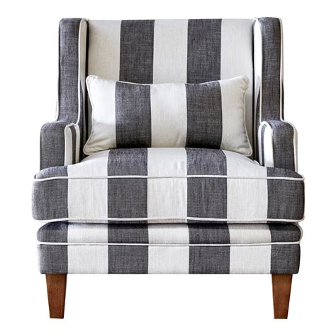 Kimberley Striped Fabric Armchair Charcoal Cream