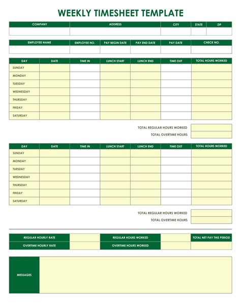 Weekly Timesheet Spreadsheet Excel Templates