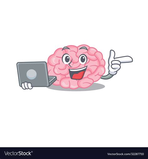 Cartoon Character Human Brain Clever Student Vector Image