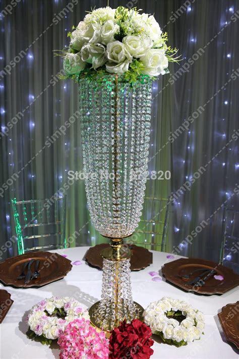Free Shipment Silver Gold Acrylic Crystal Flower Stand Wedding Table