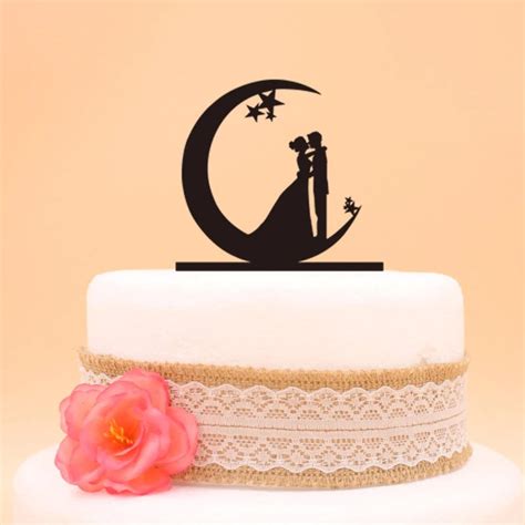 Couple On The Moon Wedding Cake Topper Custom Cake Etsy