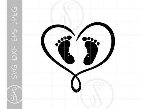 Hearts Baby Footprints Svg Baby Footprints Clipart Baby Etsy