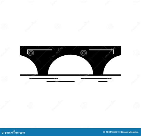 Arch Bridge Black Silhouette Icon Isolated On White Background