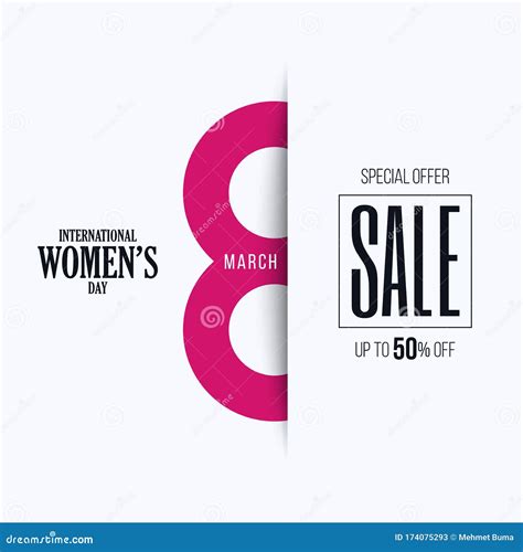 International Womens Day Sale Discount Paper Cut Poster Design Stock Illustration Illustration