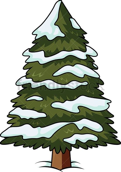 Christmas Tree With Snow On It Cartoon Clipart Vector Friendlystock