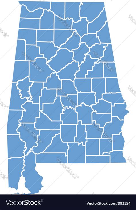 State Map Alabama Counties Royalty Free Vector Image