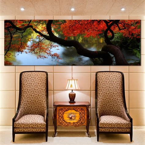 Shop with confidence with our 110% lowest price guarantee. Japanese Garden Canvas Wall Art, Green Trees River Reflection Canvas P - Dwallart