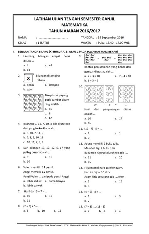 Contoh Soal Matematika Kelas 6 Semester 1 Homecare24