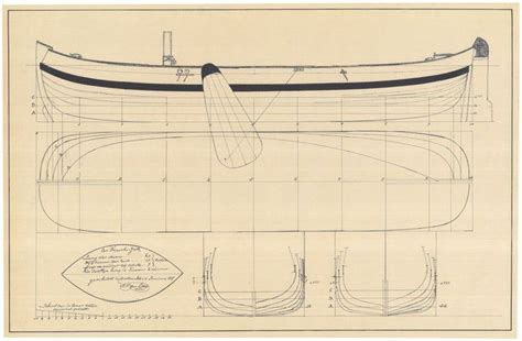 Scheepsbouwtekening Van Een Tjalk Vervaardigd Door Fn Van Loon Boat