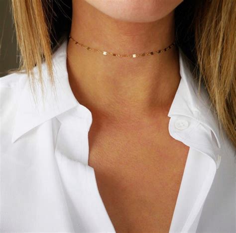 Thin Gold Choker Gold Choker Necklace 14kt Gold Filled Etsy