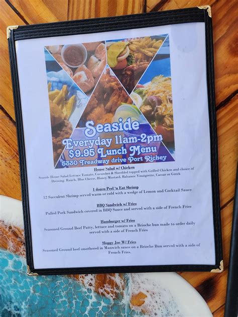 Menu at Seaside Cotee River Landing pub & bar, Port Richey