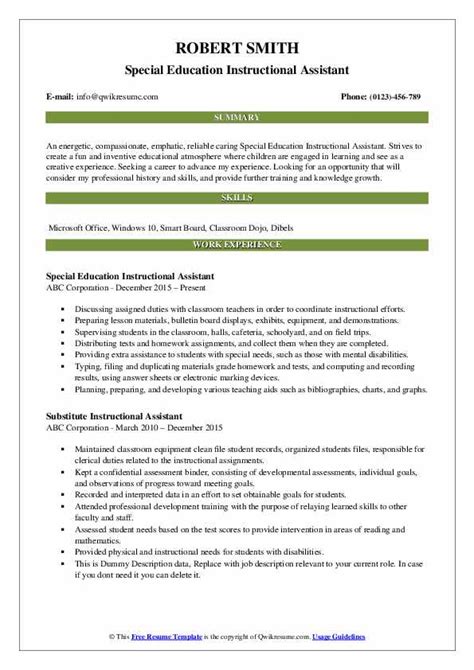 We did not find results for: Instructional Assistant Resume Samples | QwikResume