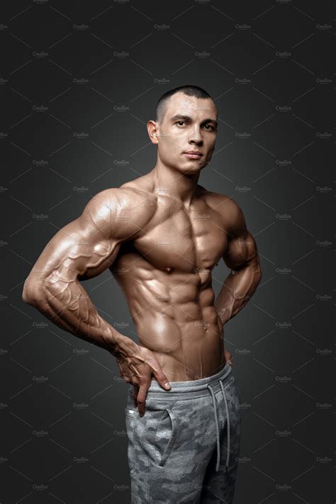 Strong Athletic Man Fitness Model Torso Showing Six Pack