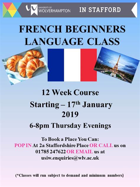 January Evening Language Classes French Beginner At The University