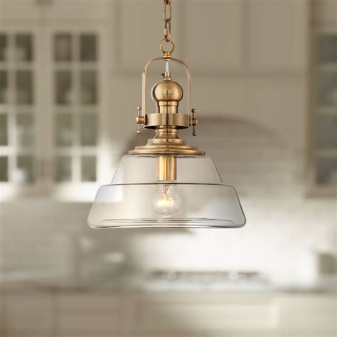 Possini Euro Design Antique Brass Pendant Light 13 Wide Modern