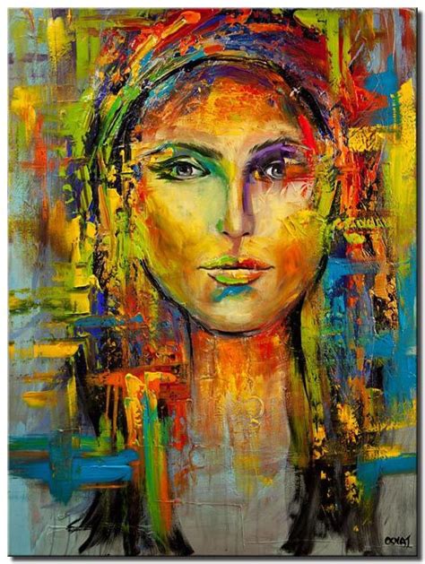 Colorful Portrait Painting Modern Palette Knife Abstract Portrait