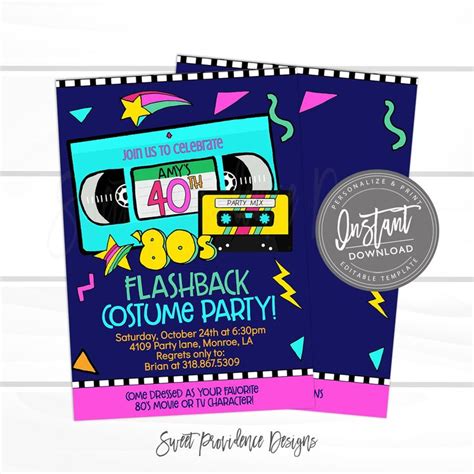 80's Birthday Invitation Birthday invitation 40th | Etsy in 2021 | 80th
