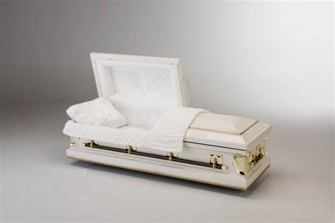 White And Gold Casket Bella Vida Funeral Home