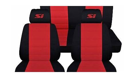 Front and Rear Seat Covers Fits a 2015 Honda Civic Si Black and Red