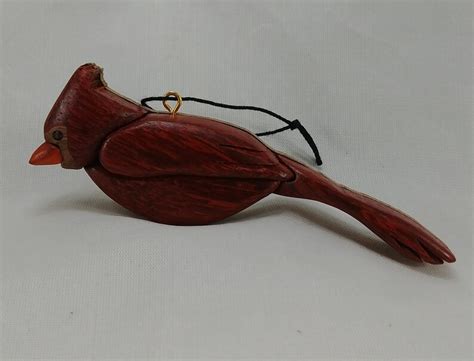 Cardinal Wooden Ornament Magnet Wood Carving Intarsia Etsy