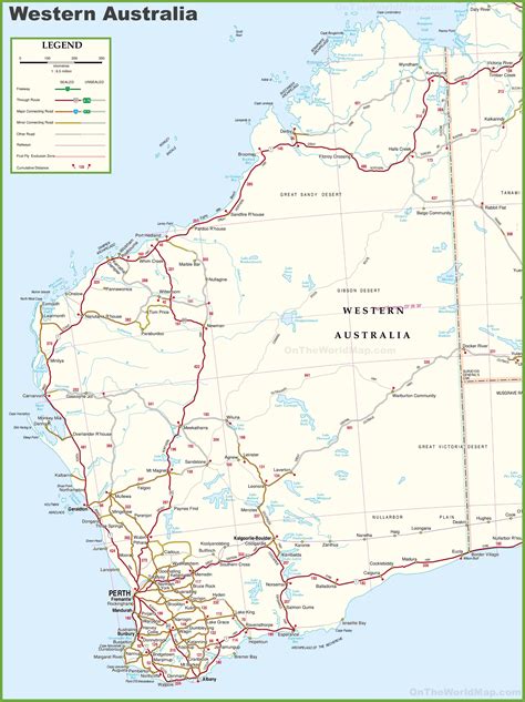 Large Detailed Map Of Western Australia With Cities And Towns With